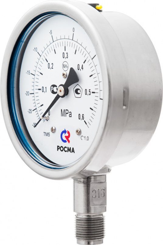Фото Манометр Росма ТМ-521Р.00(0-0,6MPa)M20x1,5.1,0.NH3 2