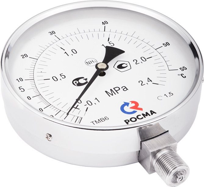 Фото Манометр Росма ТМВ-611Р.00(-0,1-0,5MPa)/(-70-+5C)M20x1,5.1,5.NH3 8