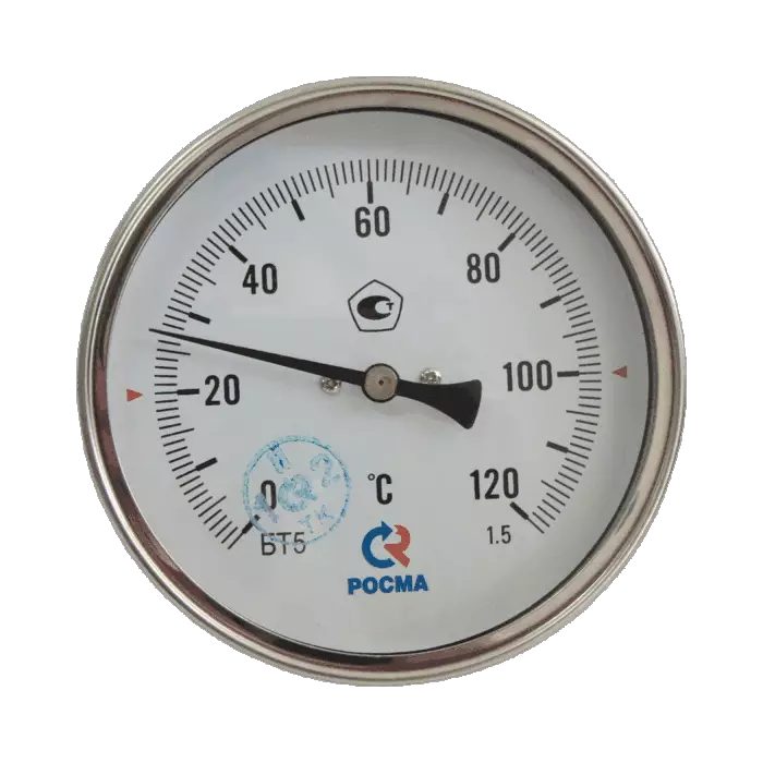 Фото Термометр биметаллический Экомера БТ-1-100 120С Дк100 L=60 осевой 2