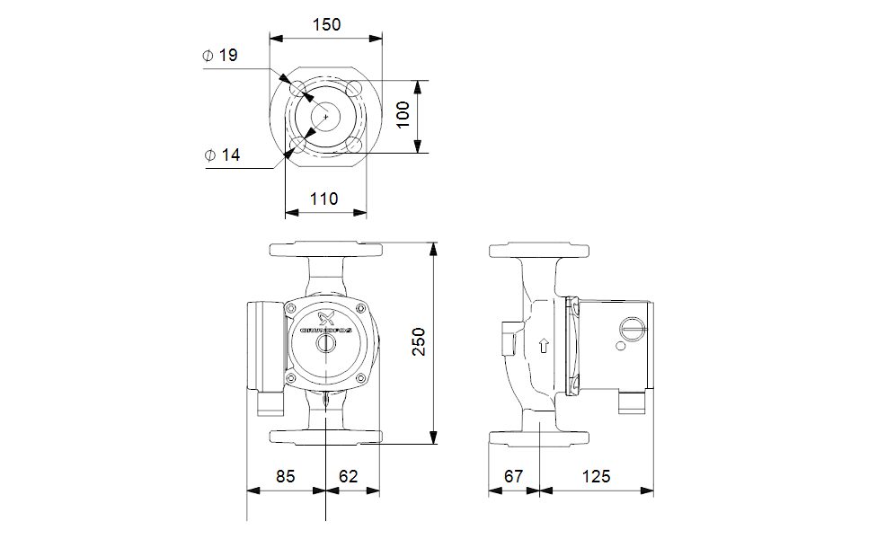 Фото Насос Grundfos UPS40-50 F 250 1x230V 50Hz 9H PN6/10 2