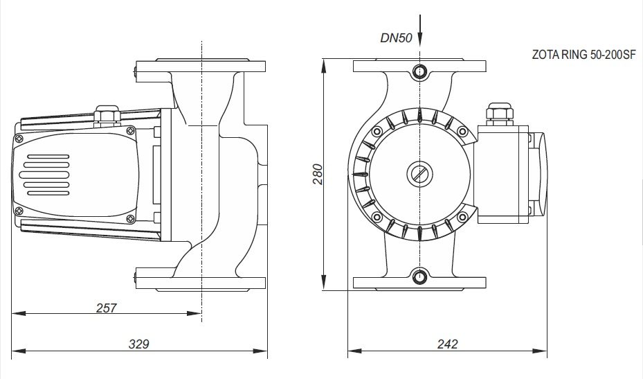 Фото Насос для отопления Zota Ring 50-200SF, чугун, фланец, 400 В, 3 скорости 1