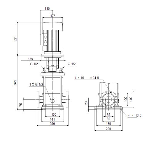 Фото Насос вертикальный многоступенчатый центробежный Grundfos CR 5-16 A-FGJ-A-E-HQQE 1