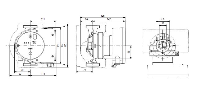 Фото Насос Grundfos MAGNA1 25-60 180 1x230V PN10 2
