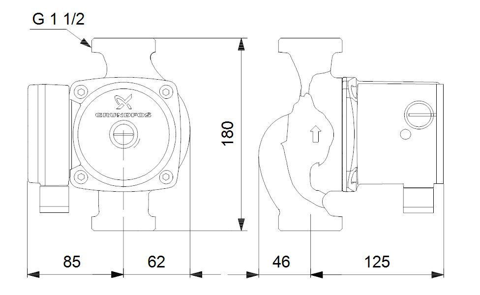 Фото Насос Grundfos UPS 25-80 180 1x230V 50Hz 9H RU (с гайками) 3