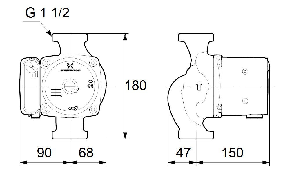 Фото Насос Grundfos UPS25-100 180 1x230V 50Hz 9H 2