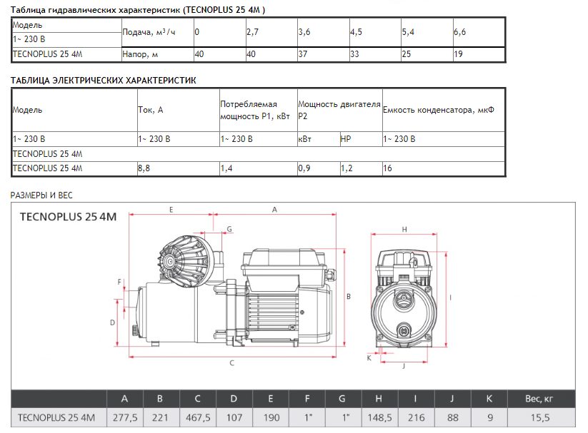 Фото Насосная станция Espa TECNOPLUS 25 4M 230 50/60 2
