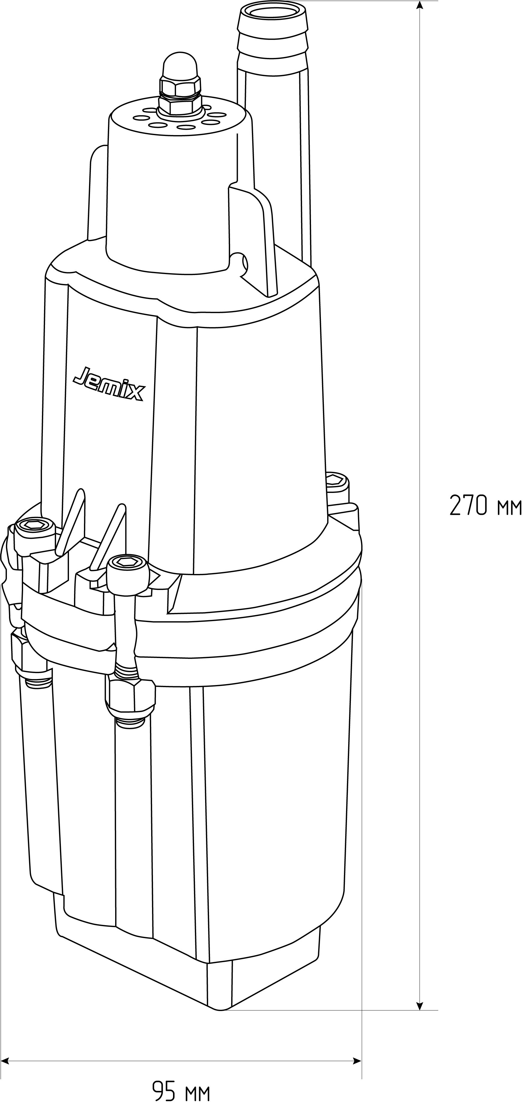 Фото Насос Jemix XVM60 T/10 погружной вибрационный (d= 3/4",250Вт, 1200 л/ч) 2