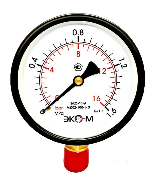 Манометр МД02-100мм Экомера МД02-100-G-1,6МПА
