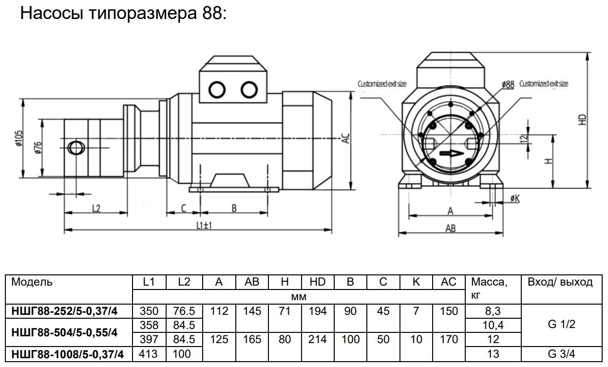 Фото Шестеренный насос Ампика НШГ88-252/5-0,37/4 1