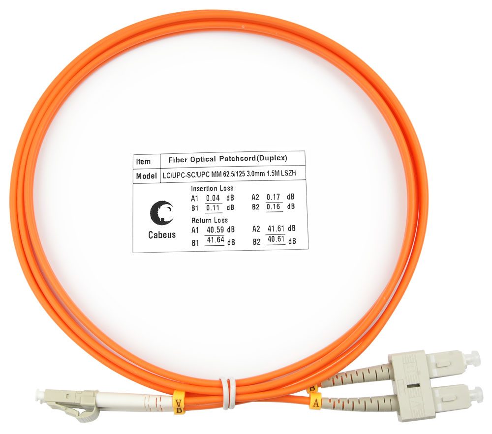 Оптический патч-корд Cabeus FOP-62-LC-SC-1,5M