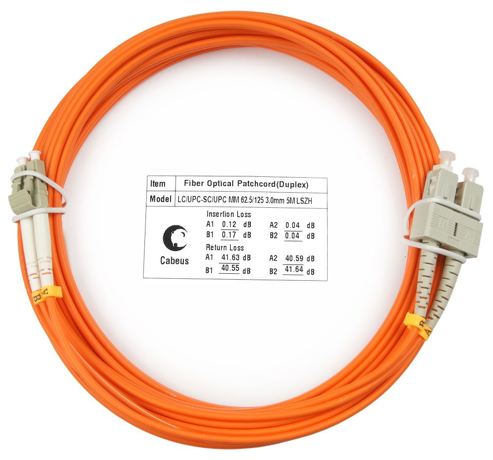 Оптический патч-корд duplex Cabeus FOP-62-LC-SC-7M