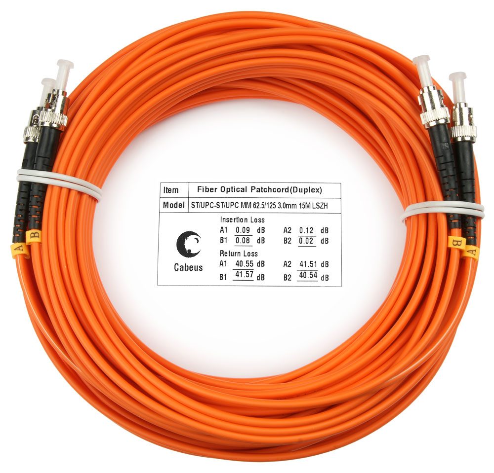 Оптический патч-корд ST-ST Cabeus FOP-62-ST-ST-20M