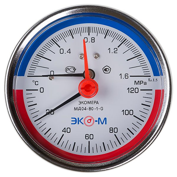 Термоманометр Экомера МД04-80-G-0,6МПА-120-L-40-ОИ