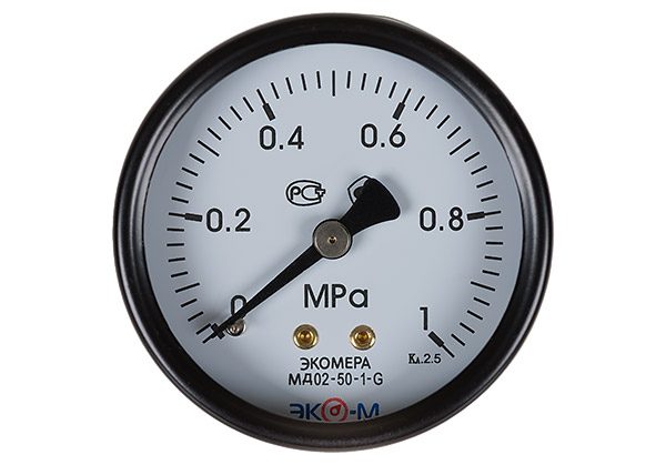 Манометр МД02-50мм 0..4бар Экомера МД02-50-G-4-ОИ