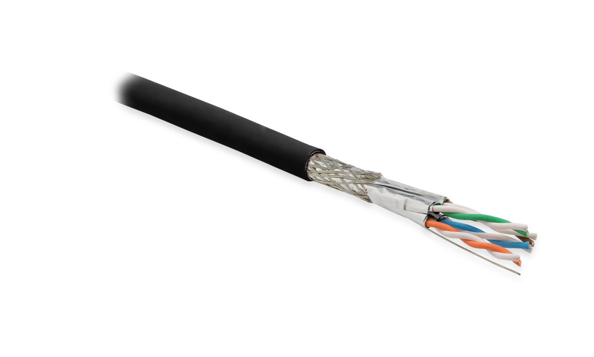 Кабель витая Hyperline SFTP4-C6A-S23-OUT-PE-BK-500
