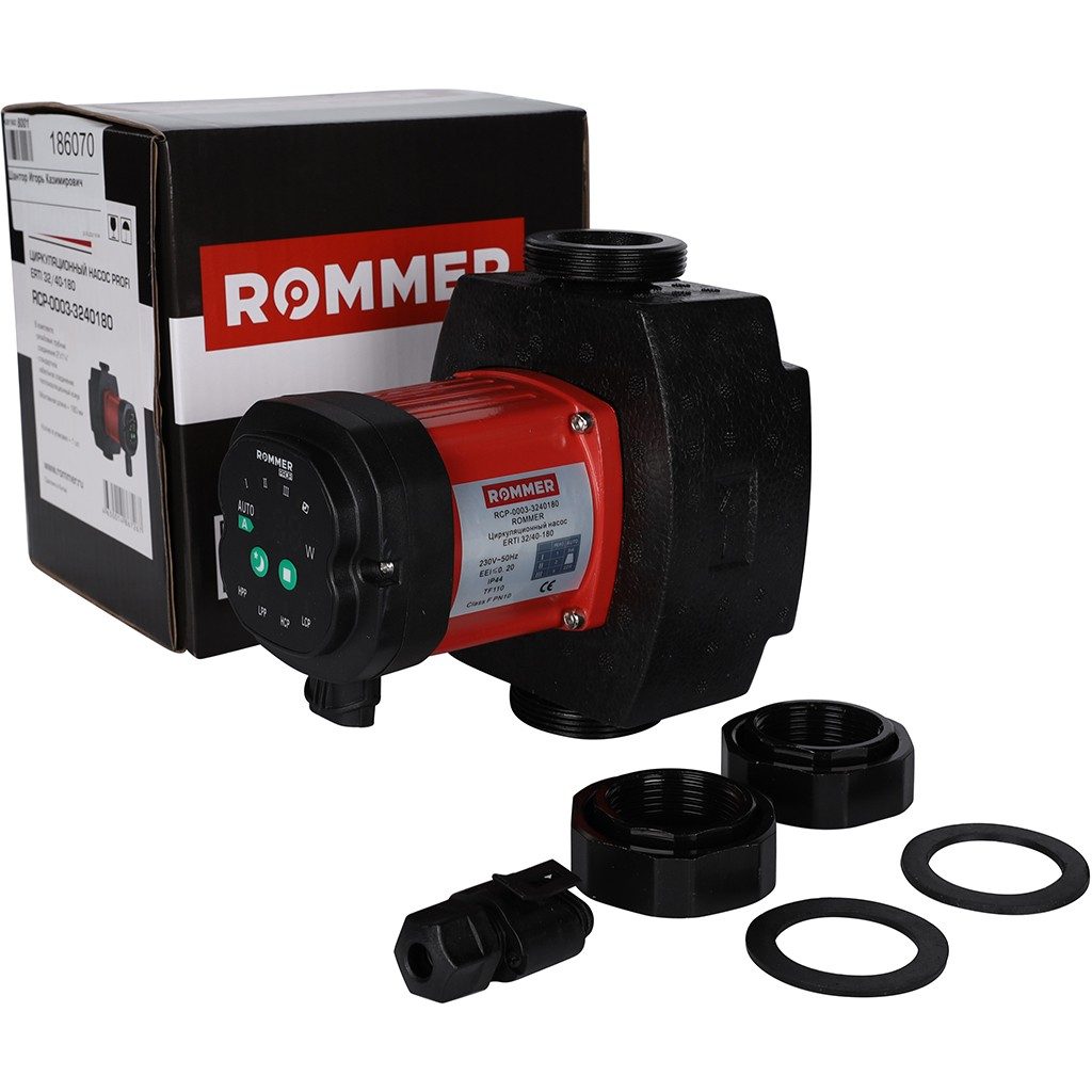 Фото Циркуляционный насос ROMMER ERTI 32/40-180 с гайками и теплоизоляцией 1