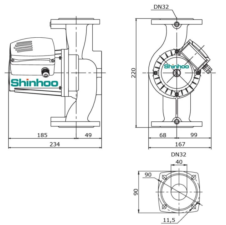 Фото Насос циркуляционный SHINHOO BASIC PRO 32-12SF 2