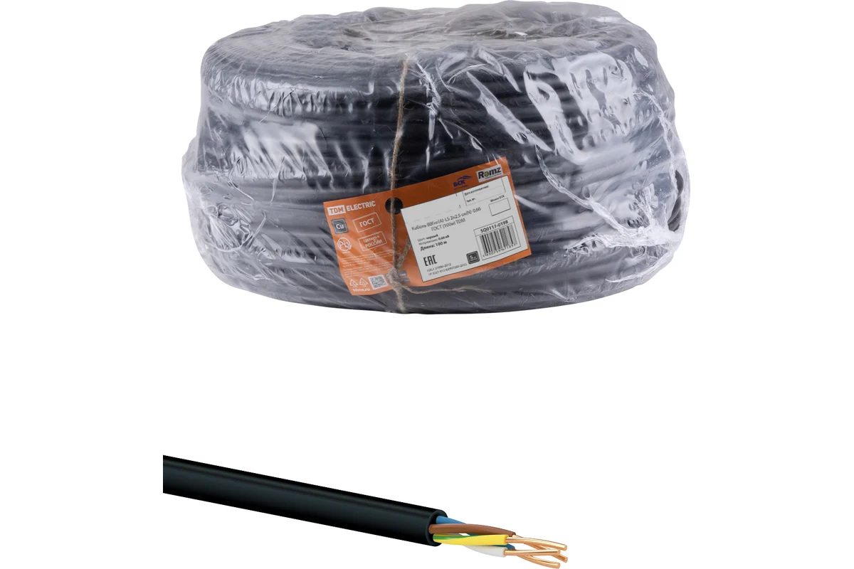 Кабель ВВГнг(А)-LS 2х2,5 TDM ELECTRIC SQ0117-0198