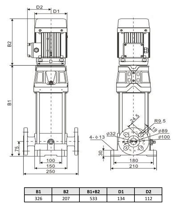 Фото Многоступенчатый насос WELLMIX CV 5- 4-0-HQCV (3х380В, 0.55кВт, IE3) 2