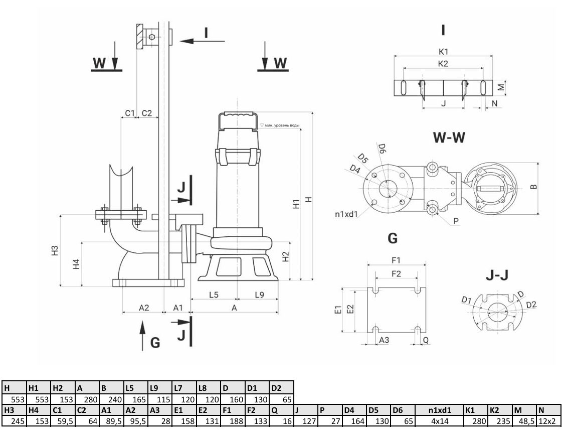Фото Канализационный насос WELLMIX 65GNWQ 35-15-3.0 NEW(3000Вт, 3х380В) 2