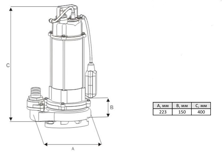 Фото Дренажный насос WELLMIX WQD 10-8-0.75 NEW (750Вт, 1х220В), кабель 10м 2