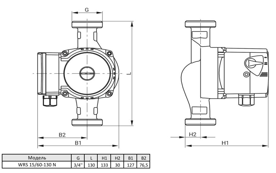 Фото Циркуляционный насос WELLMIX WRS 15/60 N (130 мм, корпус -нерж.сталь) 2